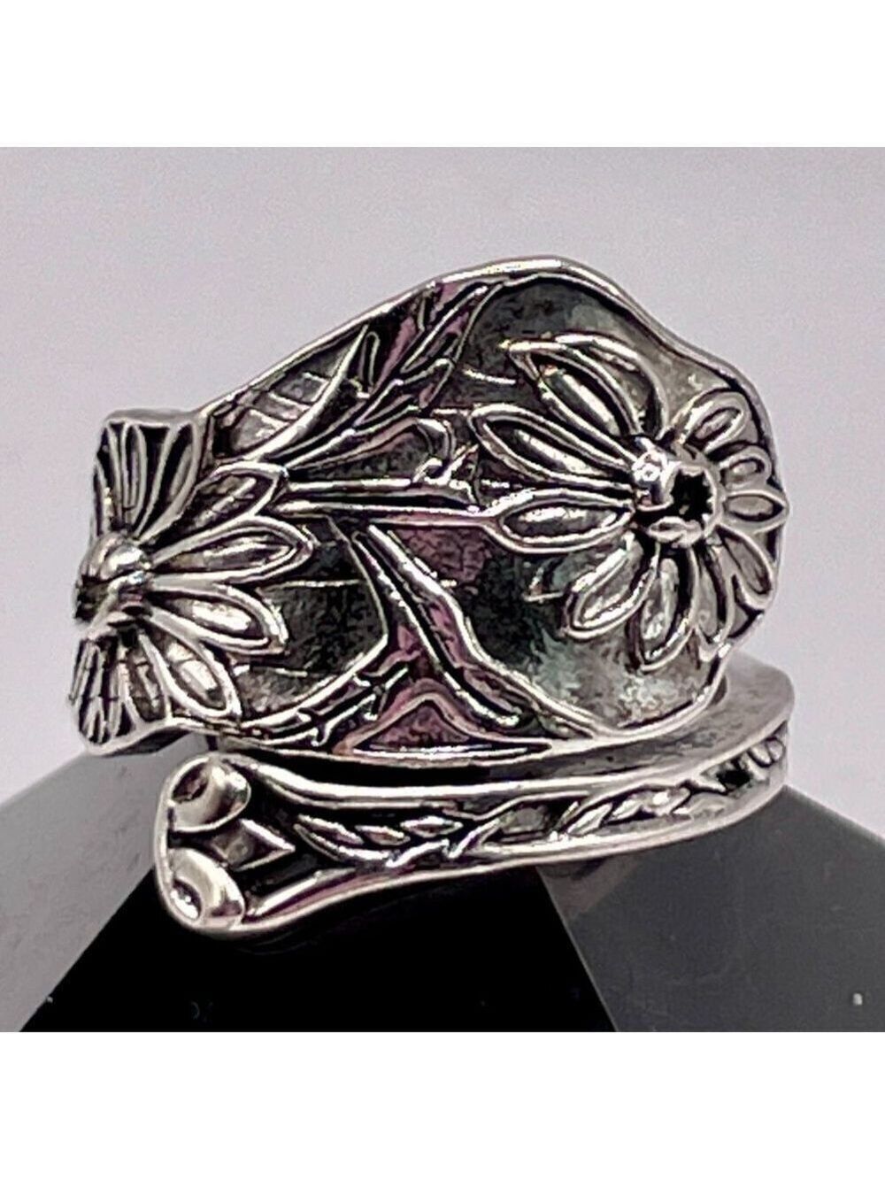 Boho Single Large Daisy or Sunflower Adjustable Spoon Ring #1311
